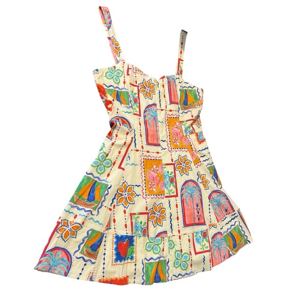 NWT Avec les Filles Postcard Sweetheart Neck Cotton Mini Dress - Picture 2 of 10